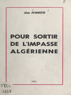 cover image of Pour sortir de l'impasse algérienne